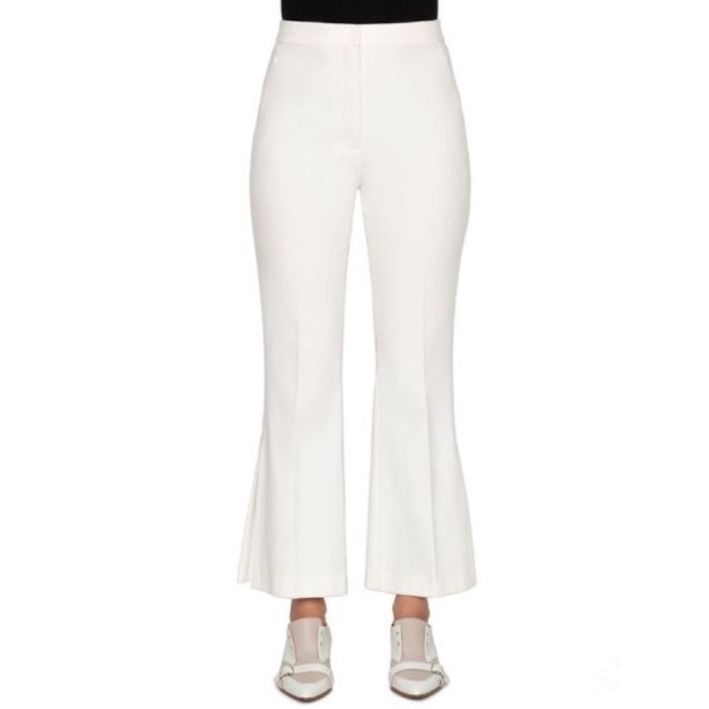 Akris Faria Jasmine Stretch Cotton Flare Pant White 14
